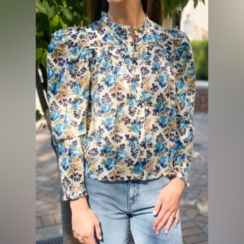 Love The Label by Anthropologie Button Up Puff Sleeve Top Size Small